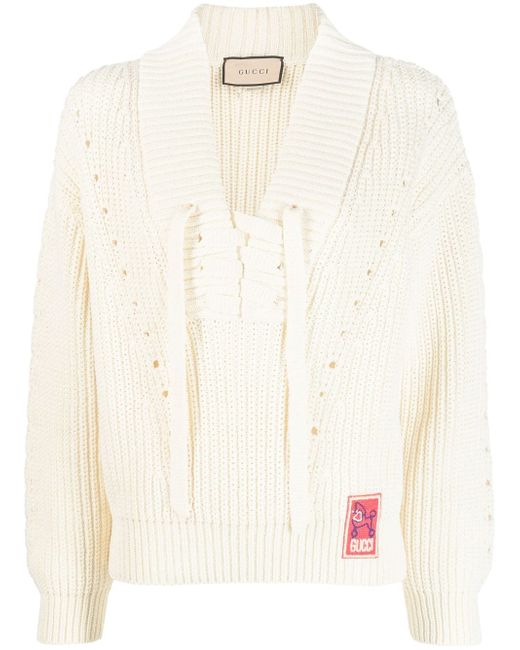 Gucci open-knit lace-up jumper