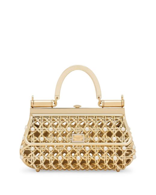 Dolce & Gabbana pearl-embellished caged tote bag