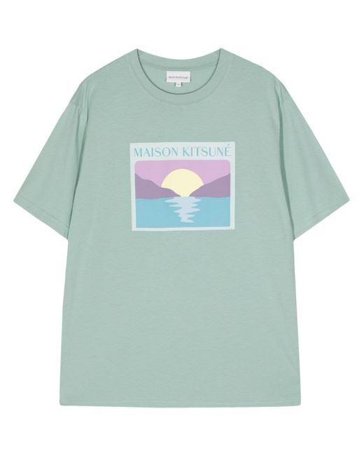 Maison Kitsuné Sunset Postcard-print T-shirt