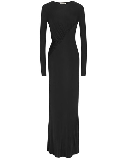 Saint Laurent long-sleeve ruched gown dress