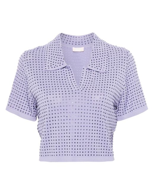 Liu •Jo crystal-embellished knitted polo shirt