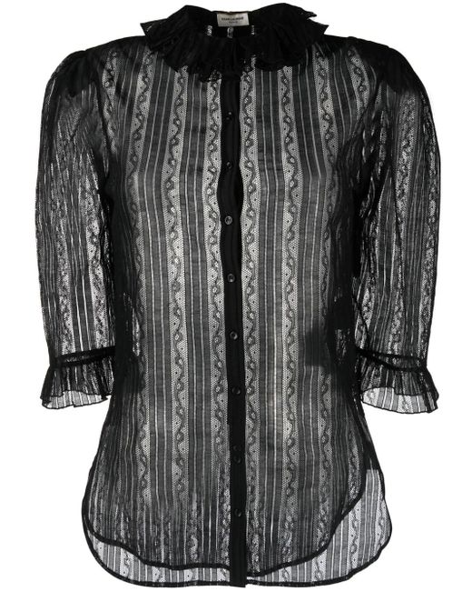 Saint Laurent ruffled lace blouse