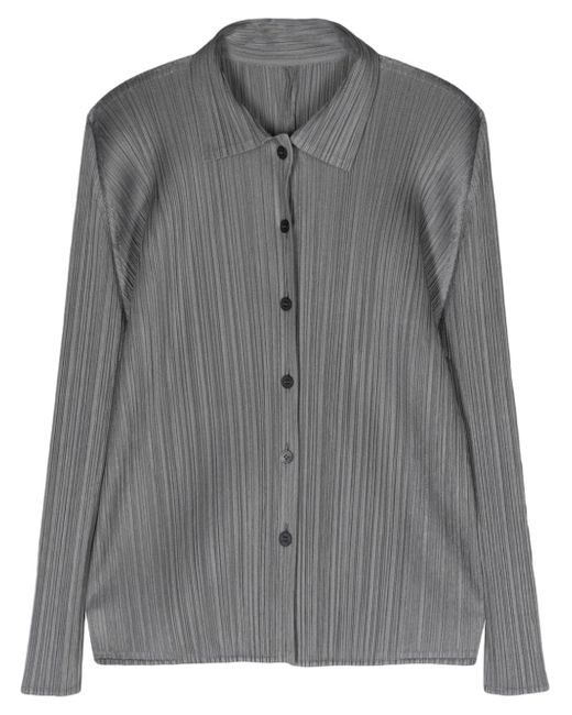 Pleats Please By Issey Miyake classic-collar plissé shirt