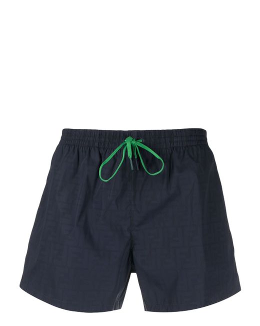 Fendi monogram-pattern drawstring swim shorts