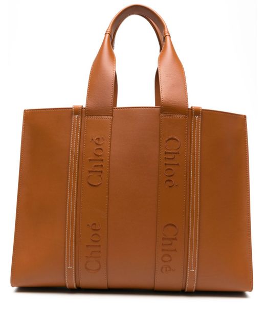 Chloé large Woody leather tote bag