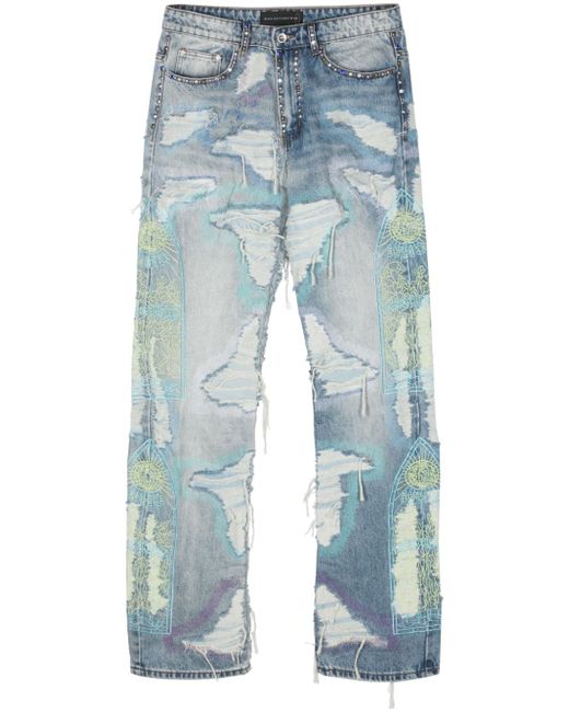 WHO Decides WAR distressed straight-leg jeans