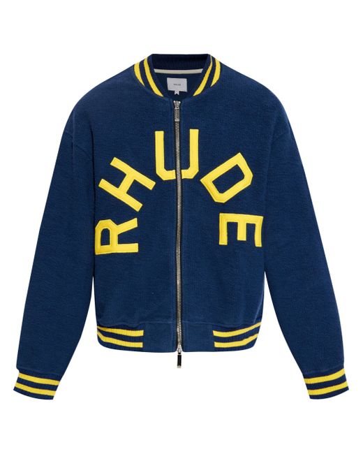 Rhude logo-appliqué terry varsity jacket
