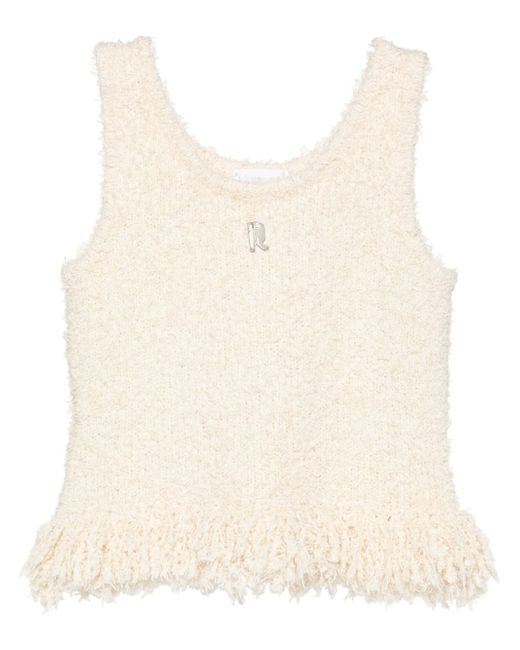 Rabanne logo-plaque fringed knitted top