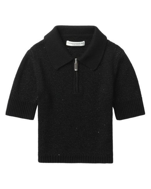 Alessandra Rich sequinned quarter-zip knitted top