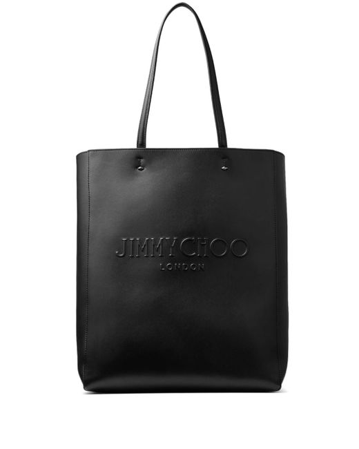 Jimmy Choo debossed-logo leather tote bag