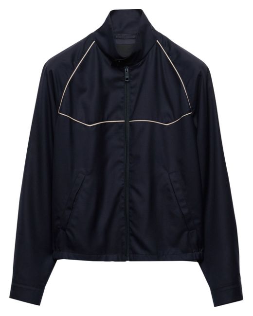 Prada contrast-trim wool bomber jacket