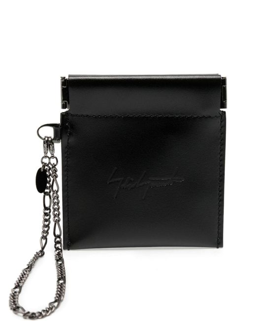 Yohji Yamamoto logo-debossed leather pouch