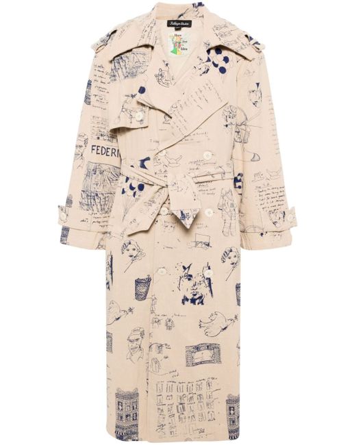 KidSuper sketch-print trench coat