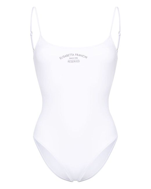 Elisabetta Franchi logo-print high-cut swimsuit