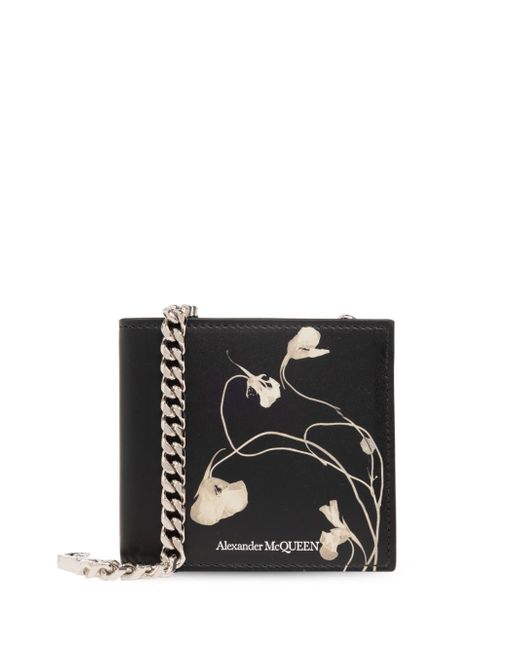 Alexander McQueen floral-print leather chain wallet