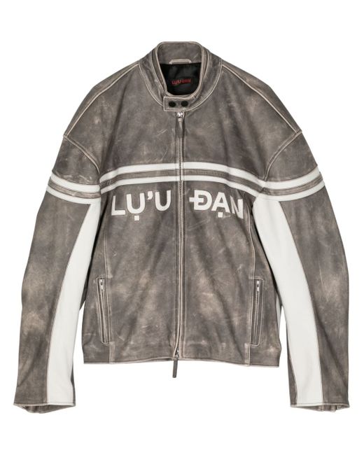 Lựu Đạn logo-patch leather jacket