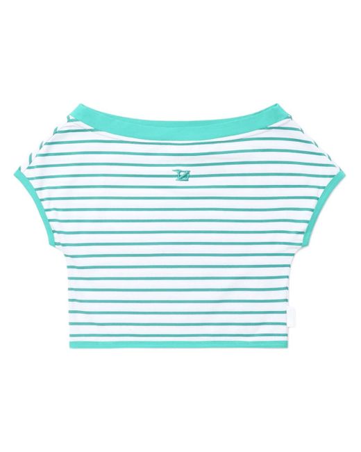 Izzue striped off-shoulder T-shirt