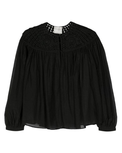 Forte-Forte crochet-panel cotton blouse