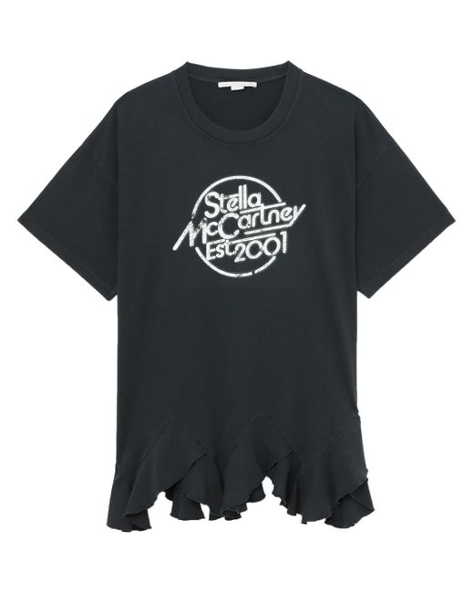 Stella McCartney logo-print ruffle-hem T-shirt