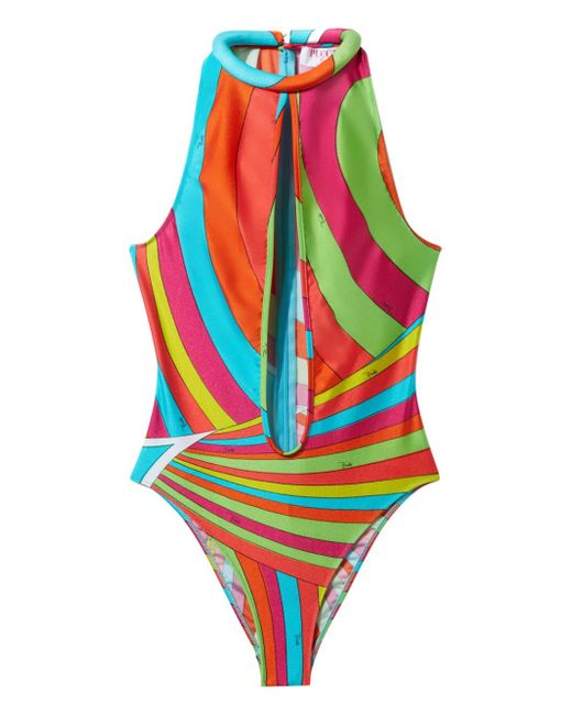 Pucci Iride-print halterneck swimsuit