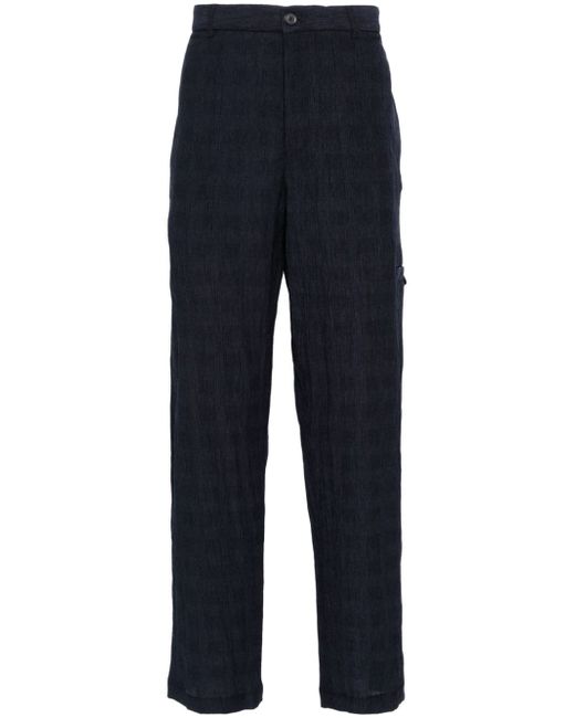Emporio Armani check-pattern crinkled trousers