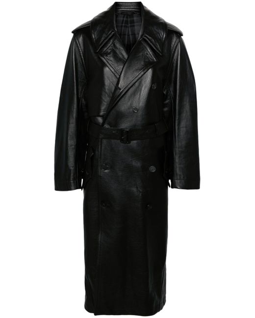 Balenciaga belted leather trench coat