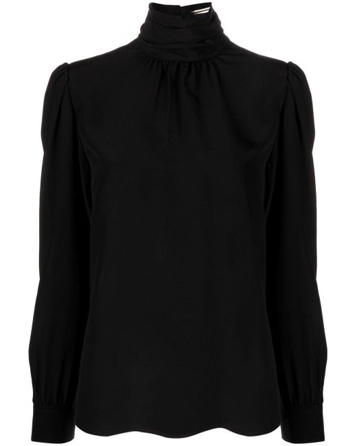 Saint Laurent high-neck long-sleeve blouse