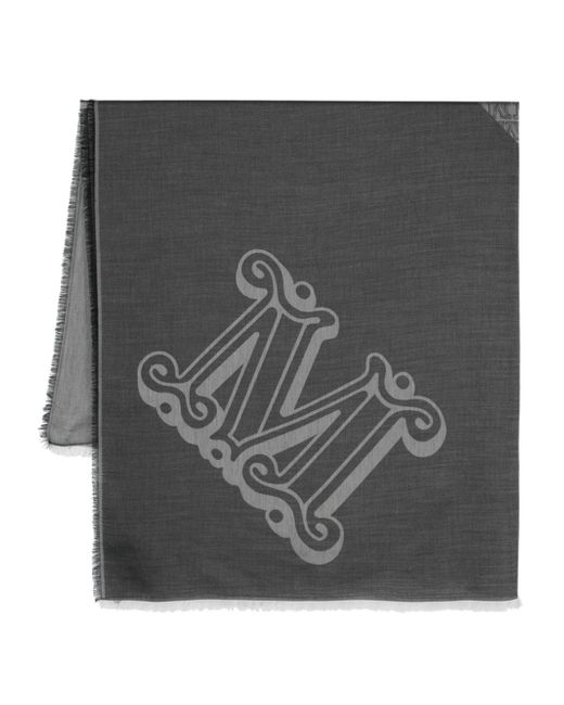Max Mara monogram-jacquard frayed scarf