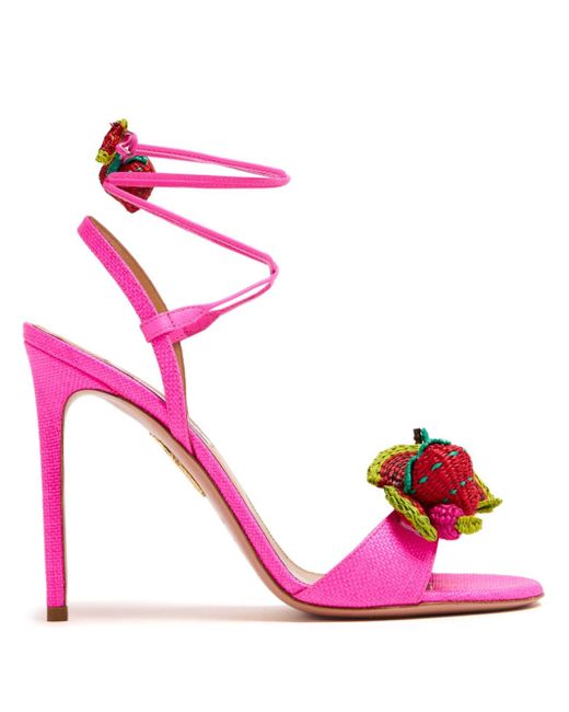 Aquazzura Strawberry Punch 105mm leather sandals