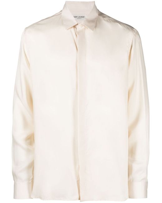 Saint Laurent pointed flat-collar twill shirt
