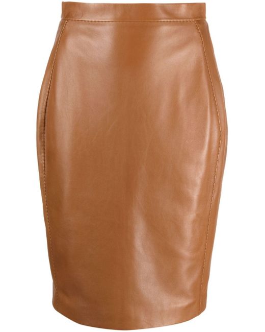 Saint Laurent high-waisted lambskin pencil skirt