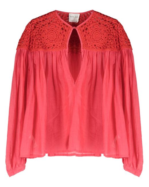 Forte-Forte crochet-panel long-sleeve blouse