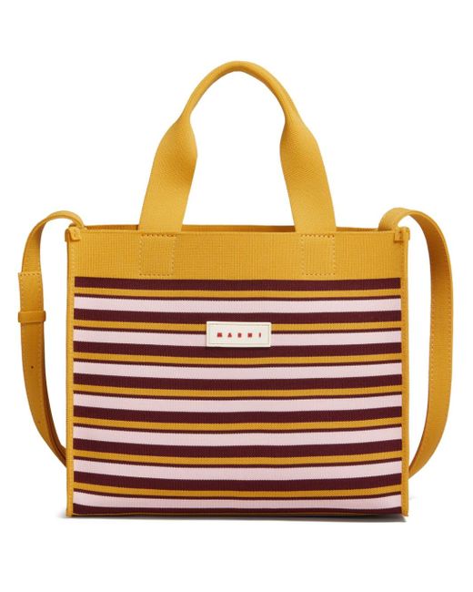 Marni small Shopping striped tote bag