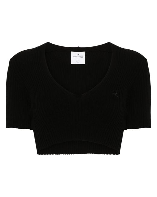 Courrèges ribbed-knit cropped T-shirt