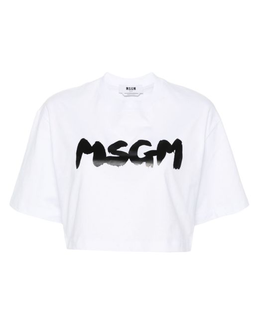 Msgm logo-print cropped T-shirt