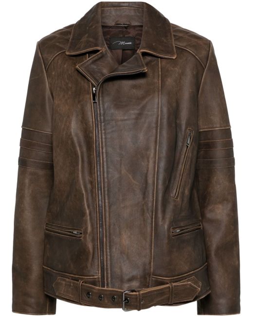 Manokhi shoulder-pads leather jacket