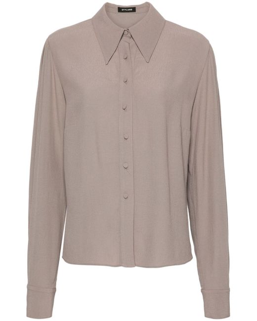 Styland oversized-collar crepe shirt