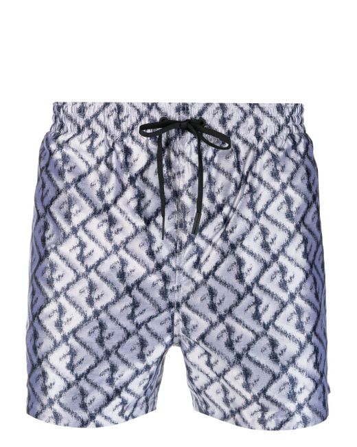 Fendi blurred monogram-print swim shorts