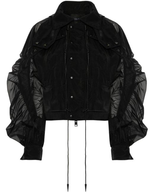 Mugler semi-sheer hooded bomber jacket