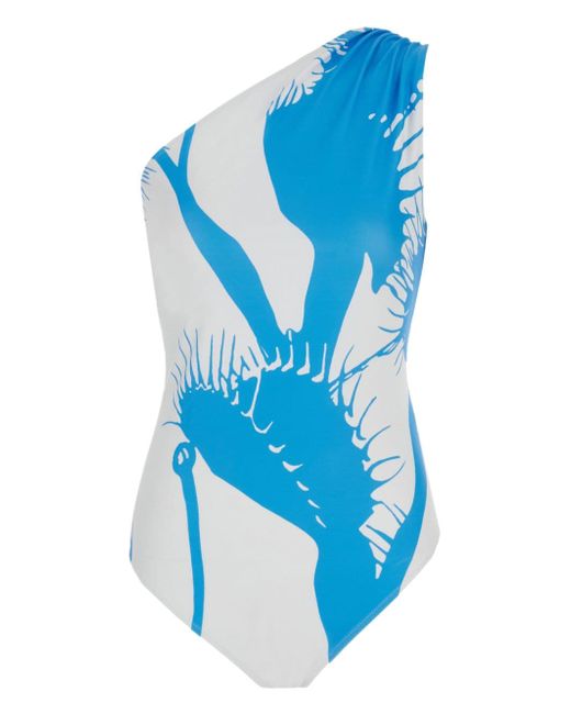 Ferragamo Venus-print one-shoulder swimsuit