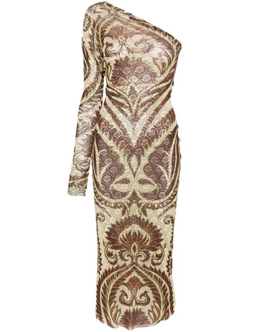 Etro abstract-pattern one-shoulder dress