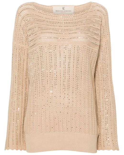 Ermanno Scervino crystal-embellished open-knit jumper