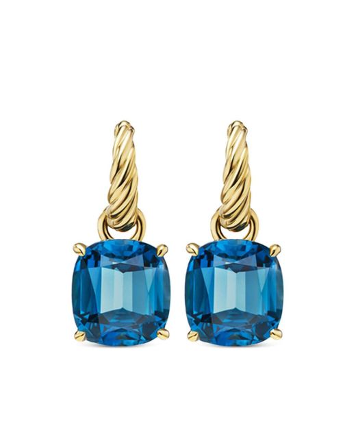 David Yurman 18kt yellow Marbella blue topaz drop earrings