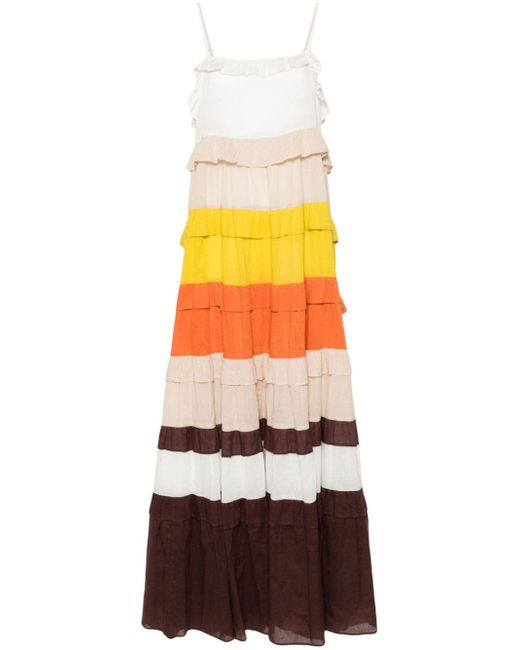 Twin-Set colour-block ruffled maxi dress