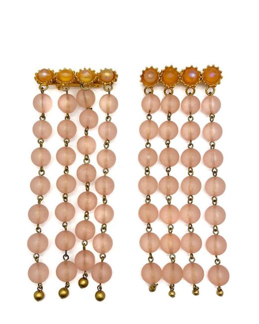 Jennifer Gibson Jewellery Vintage Pair of Long Satin Bead Tassel Brooches 1960s