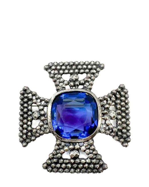 Jennifer Gibson Jewellery Vintage Accessocraft NYC Cruciform Crystal Brooch 1980s