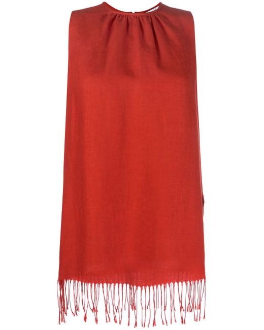 Max Mara fringed ruched linen blouse