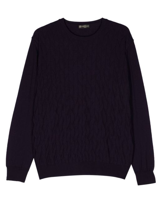 Corneliani crew-neck chevron-knit jumper