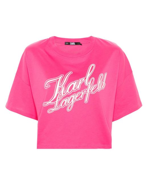 Karl Lagerfeld logo-print cropped T-shirt