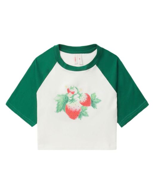 yuhan wang strawberry-print cropped T-shirt